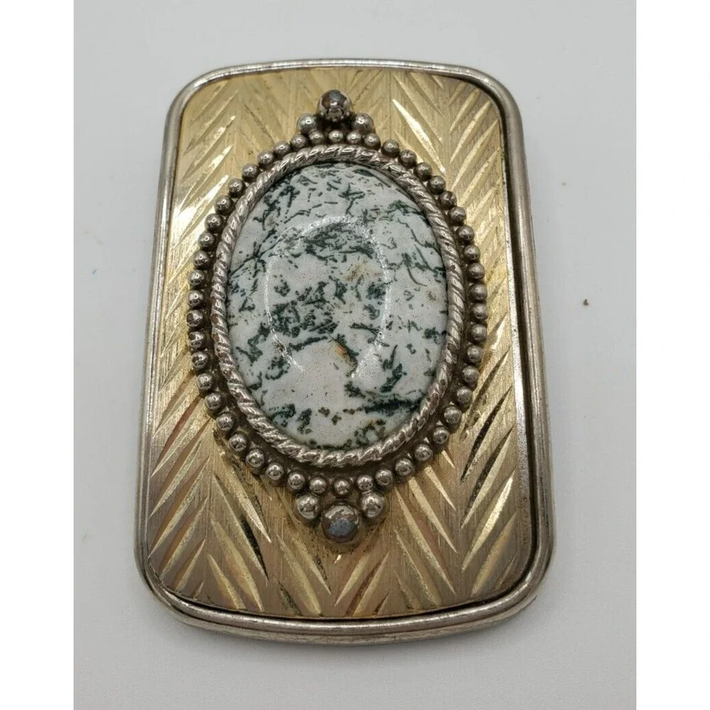 Silver Belt Buckle W/ Stone